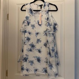 Aqua white/blue floral dress